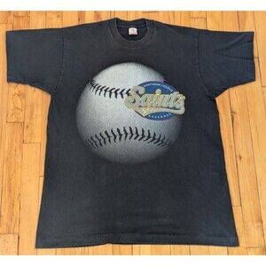 Vintage 90s St. Paul Saints T-Shirt Northern League Baseball Logo Graphic Black